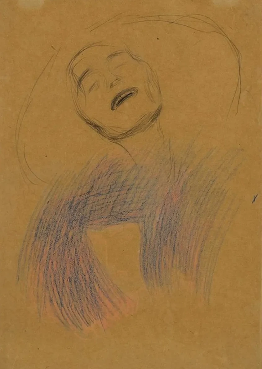 Weiblicher Kopf, Dekorative Lineare Strukturen (Female Head, Decorative Linear Structures)