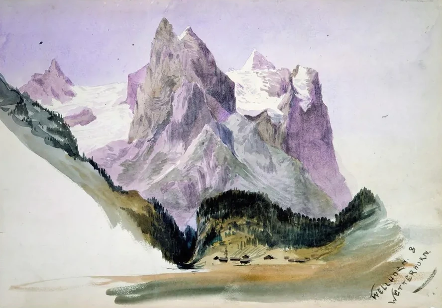 Wellhorn and Wetterhorn from Brunig (overleaf)