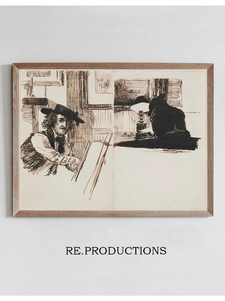 Whistler Drawing Poynter Back View of a Man Seated at a Table Near a Lighted Lamp
