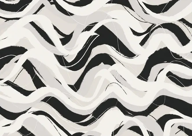 White Black Waves Pattern Square