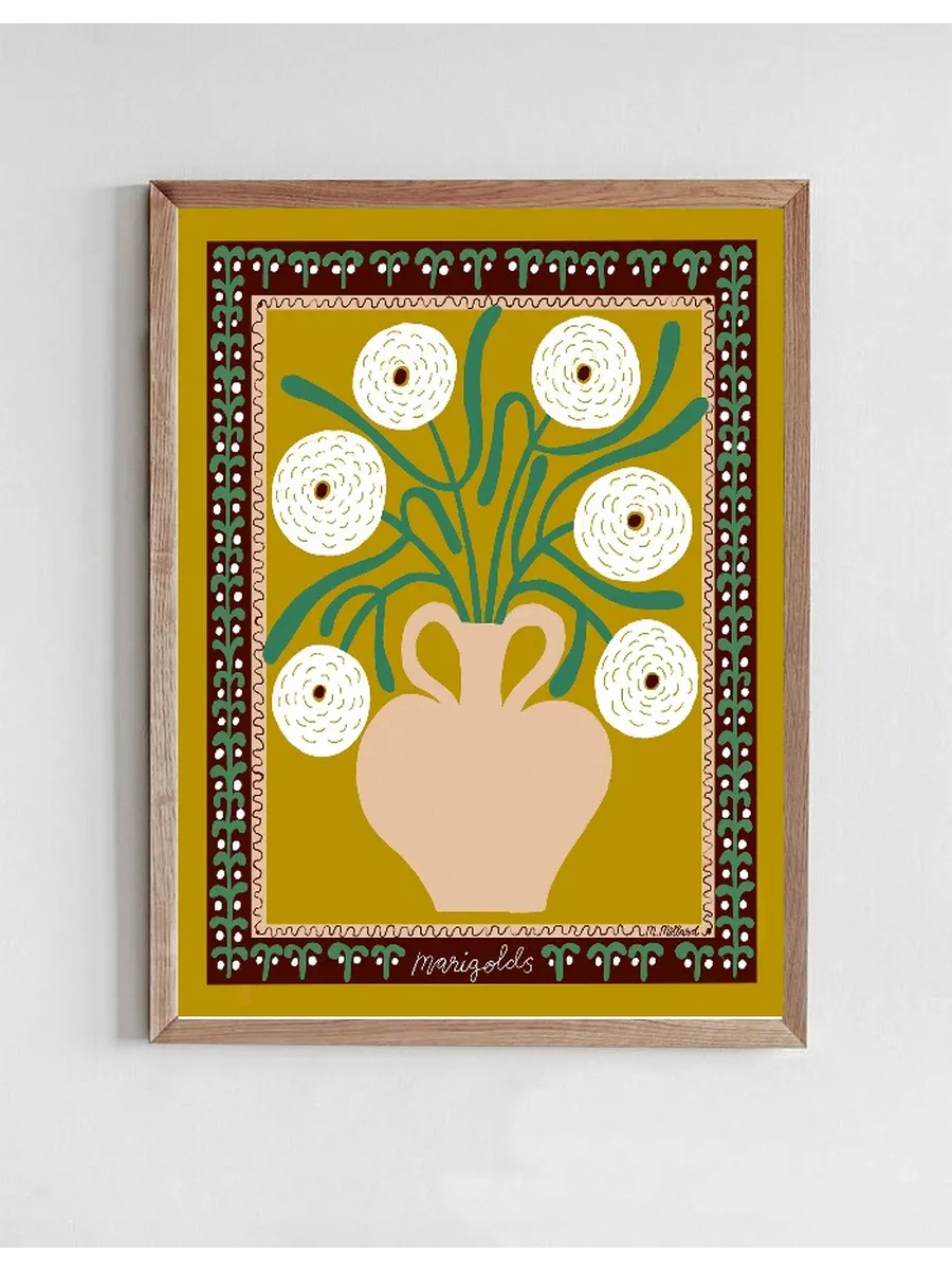 White Marigolds in Vase