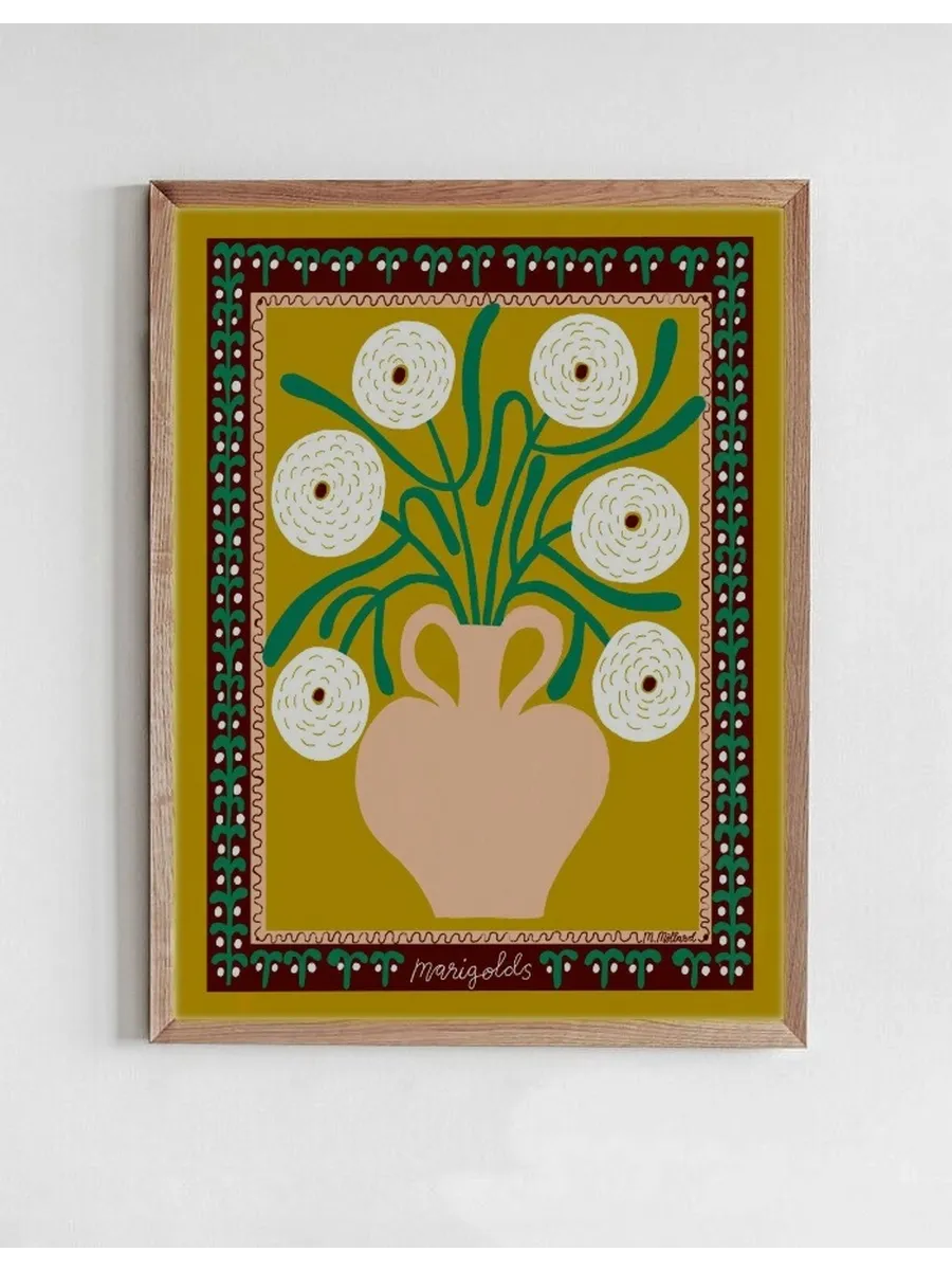 White Marigolds in Vase