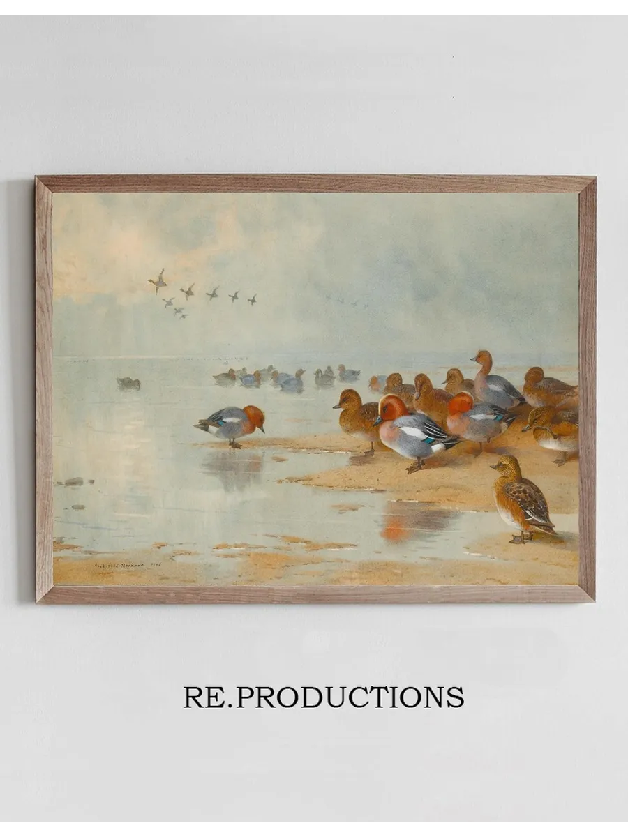 Wigeon And Teal By The Water's Edge