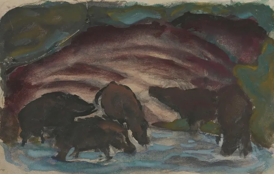 Wild Boars in the Water