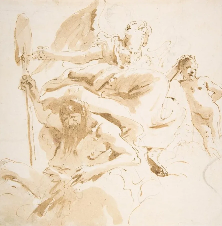Winged Female Figure, River God, and a Nude Boy