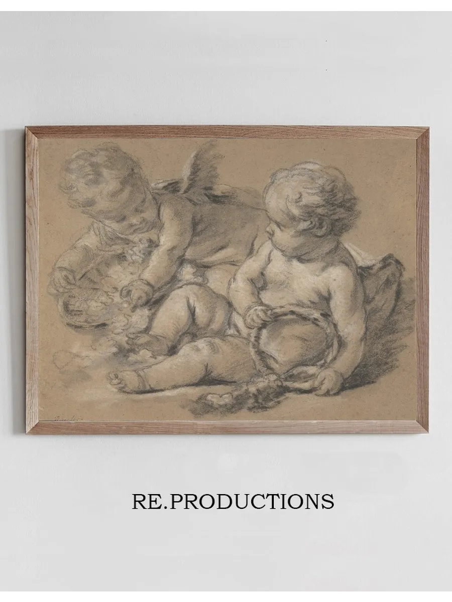 Winged Putti with Flowers