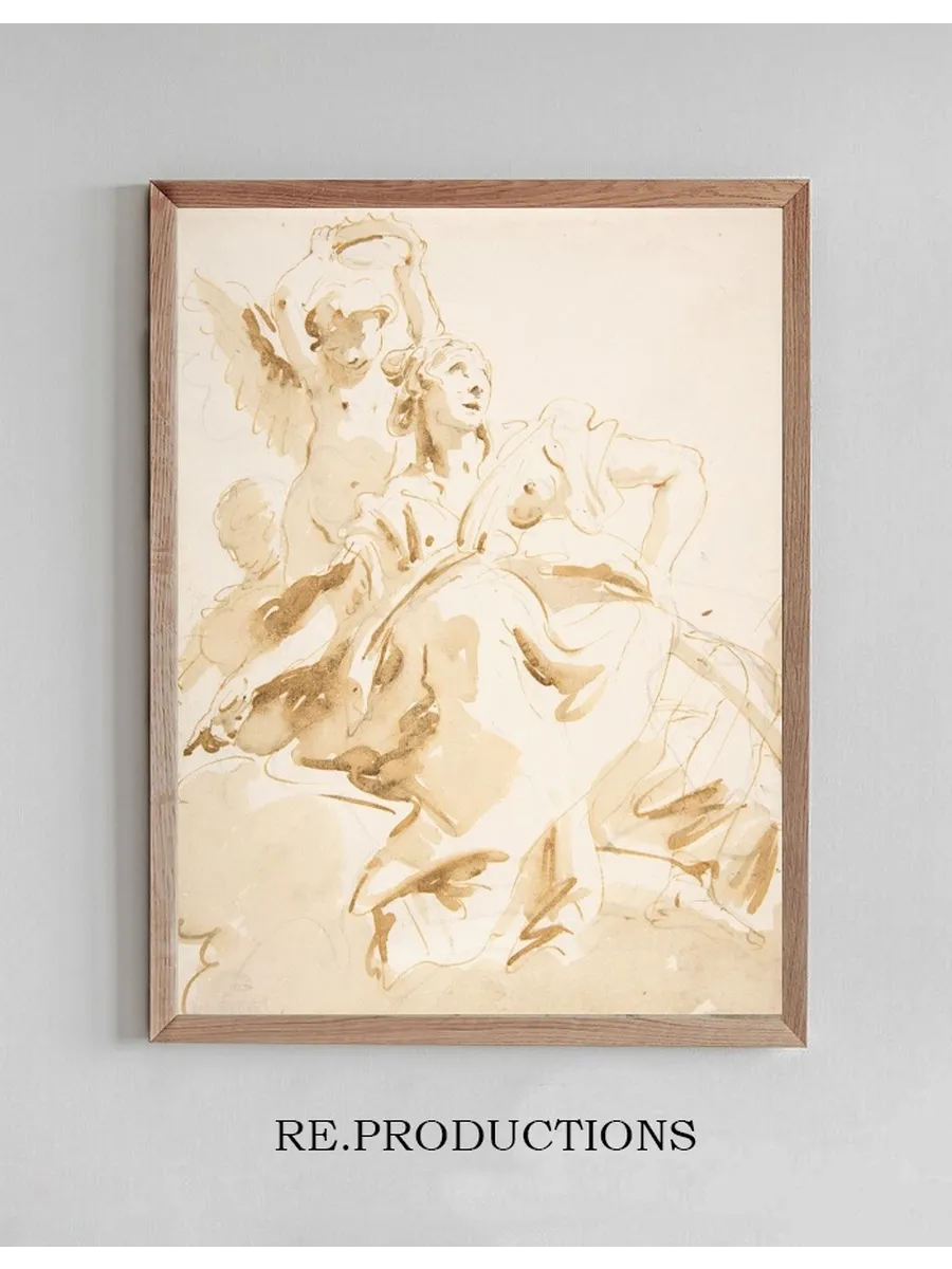 Winged Putto Crowning a Seated Woman Who Looks Upward