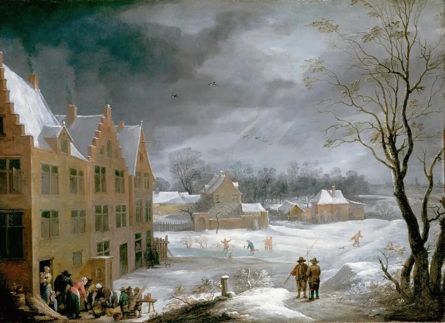 Winter Scene with a Man Killing a Pig
