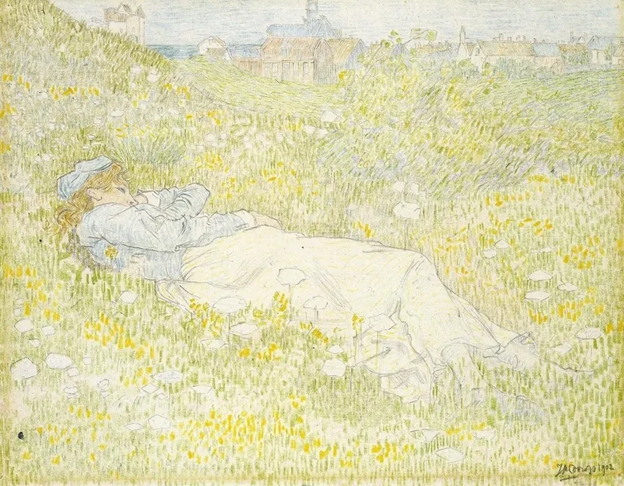 Woman Lying in the Dunes Near Noordwijk