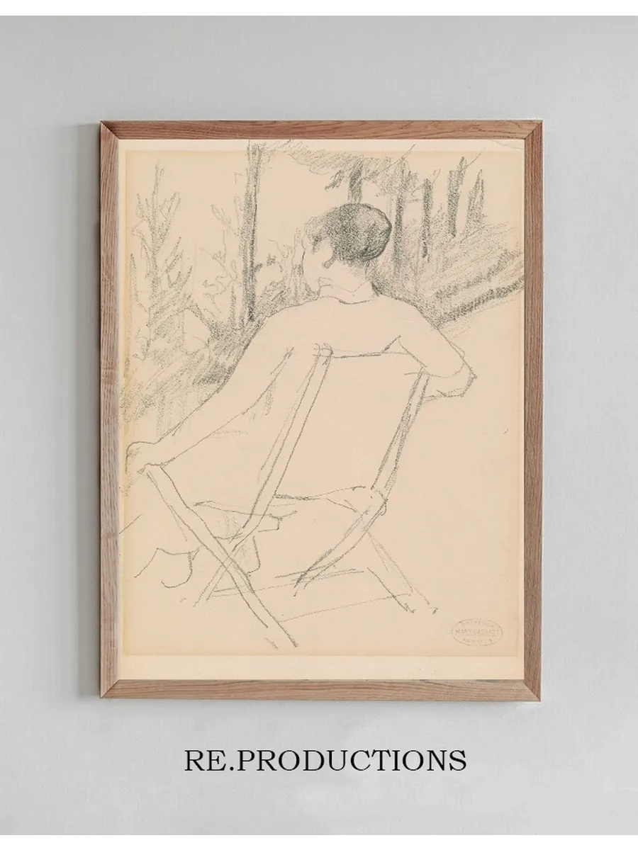 Woman Seated in a Folding Chair in a Garden