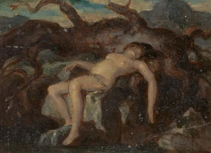 Woman Sleeping in the Nude in a Wooded Landscape