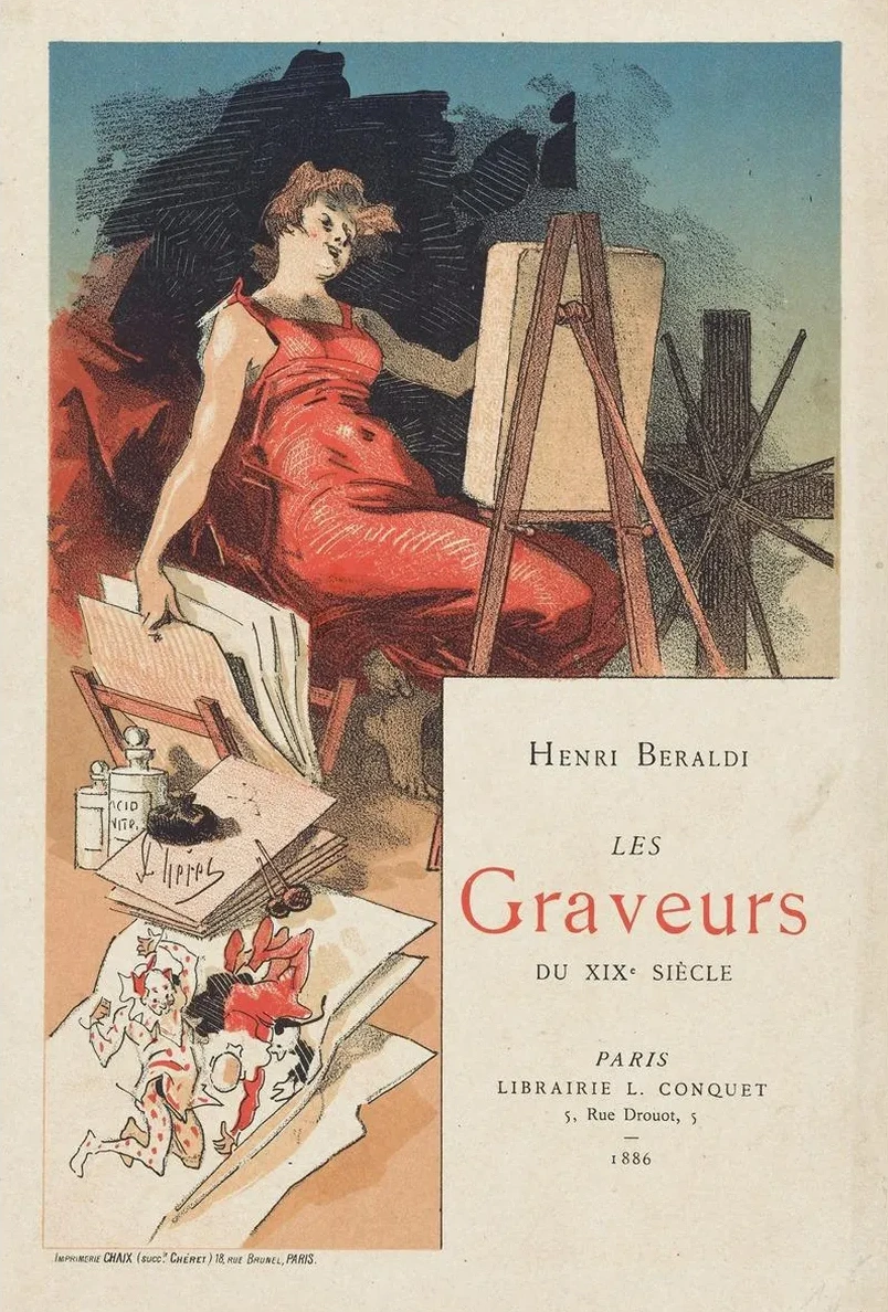 Woman Surrounded by a Printmaker's Tools and Materials