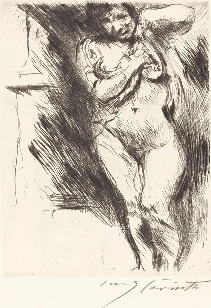 Woman Undressing (akt Mit Hochgehobenem Hemd)