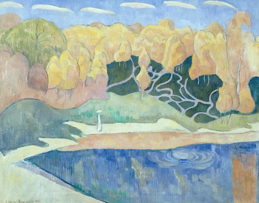 Woman Walking on the Banks of the Aven