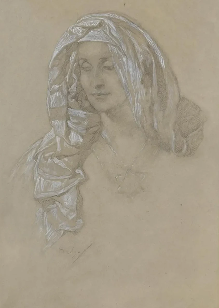 Woman With Headscarf And Star Medallion