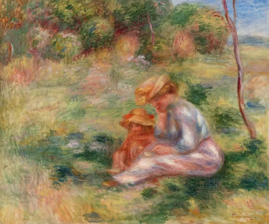 Woman and Child in the Grass (femme Avec Enfant Sur L Herbe)