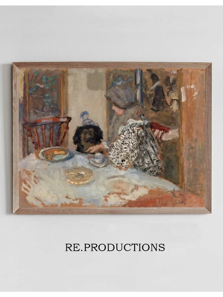 Woman and Dog at Table