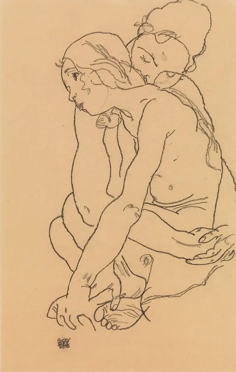 Woman and Girl Embracing