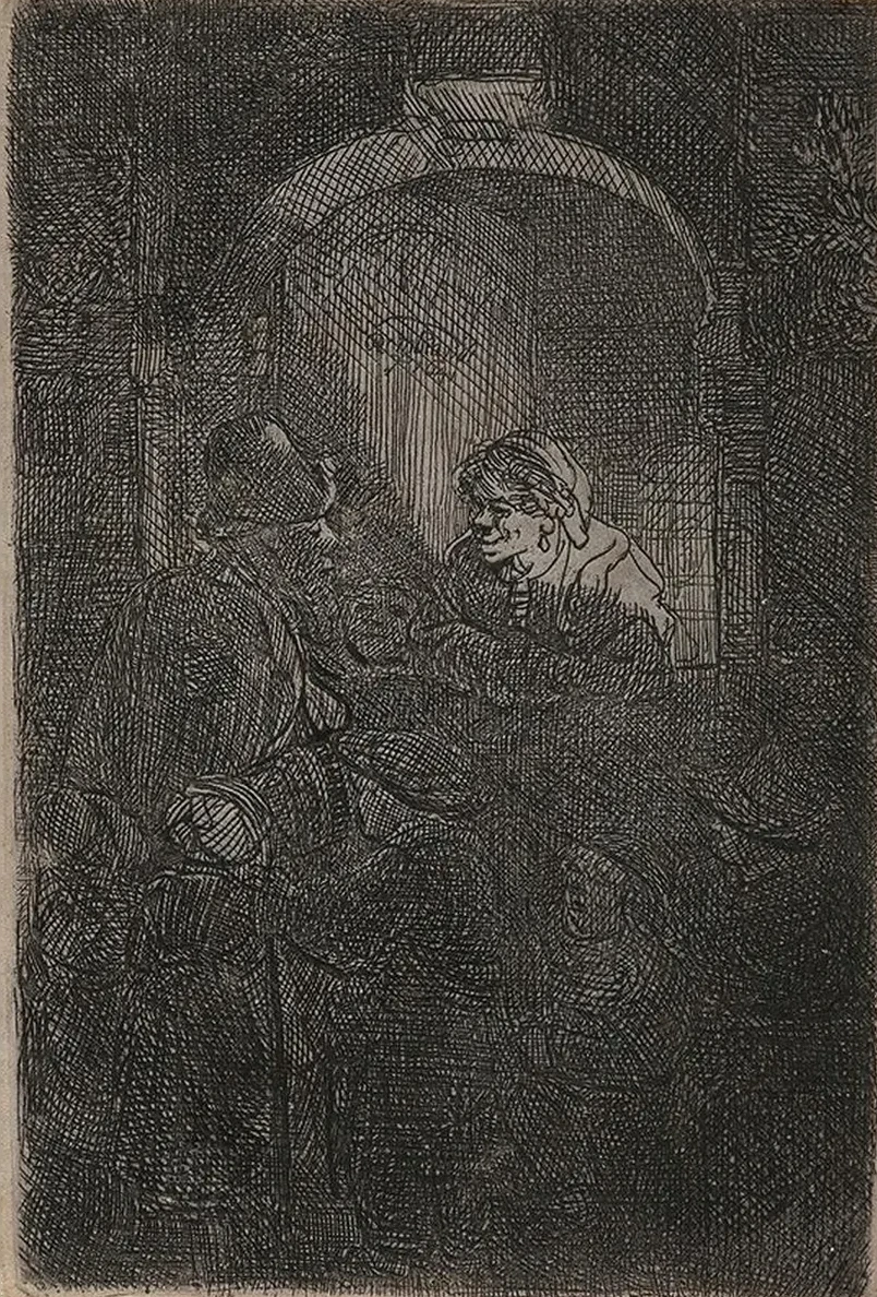 Woman at a Hatch Door Talking to a Man and Children (the Schoolmaster)