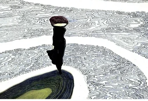 Woman at the Shoreline - Landscape