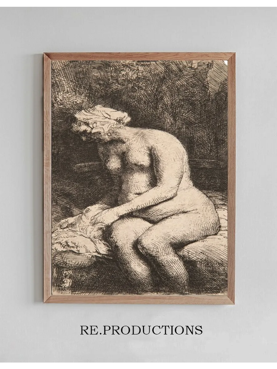Woman Bathing Her Feet at a Brook