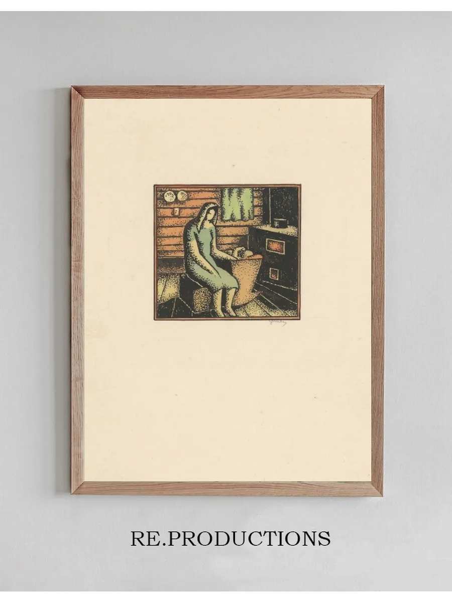Woman beside Baby's Cradle