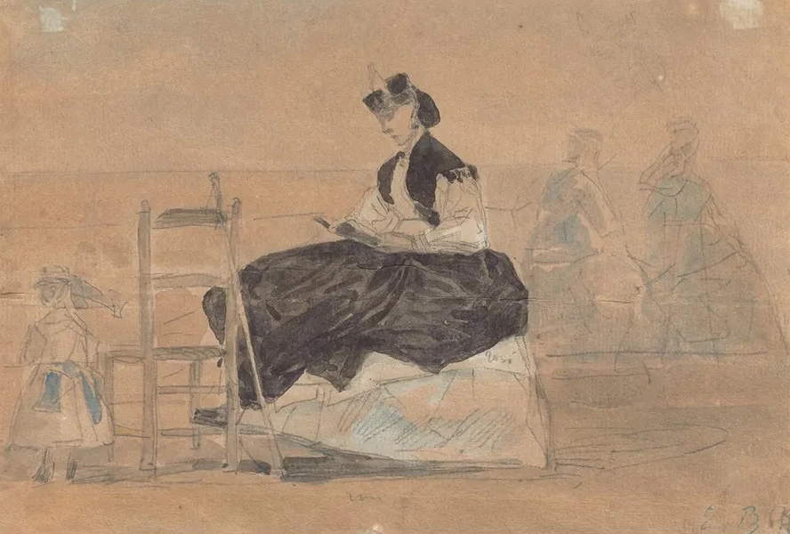 Woman in a Crinoline on the Beach of Trouville