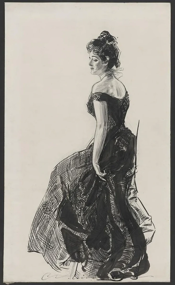Woman in Black Evening Dress