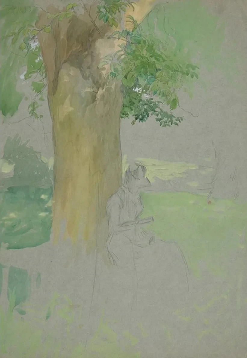Woman Seated Beneath a Tree,reading
