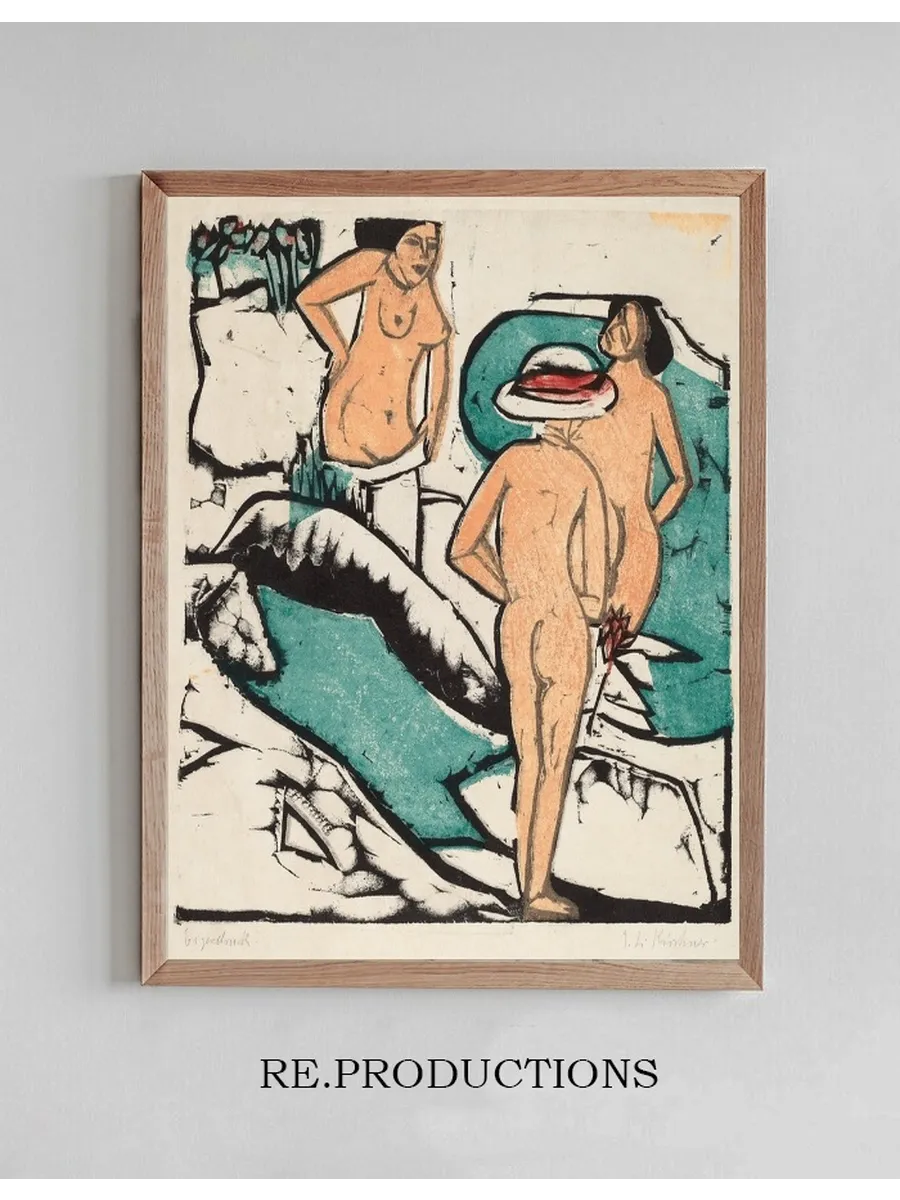 Women Bathing Between White Stones