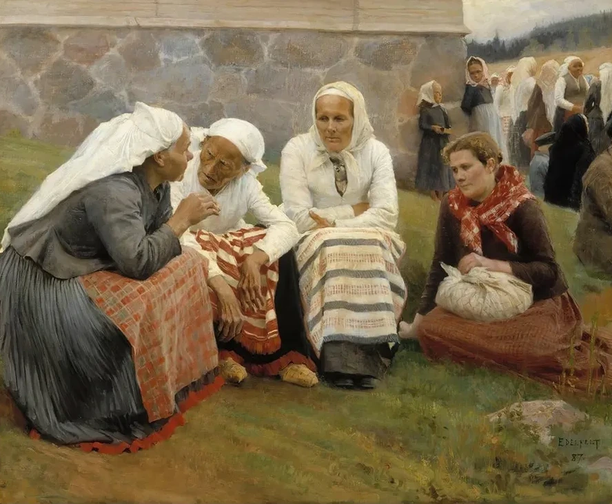Women Outside The Church At Ruokolahti