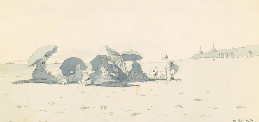 Women and Children on Beach at Long Branch, NewJersey