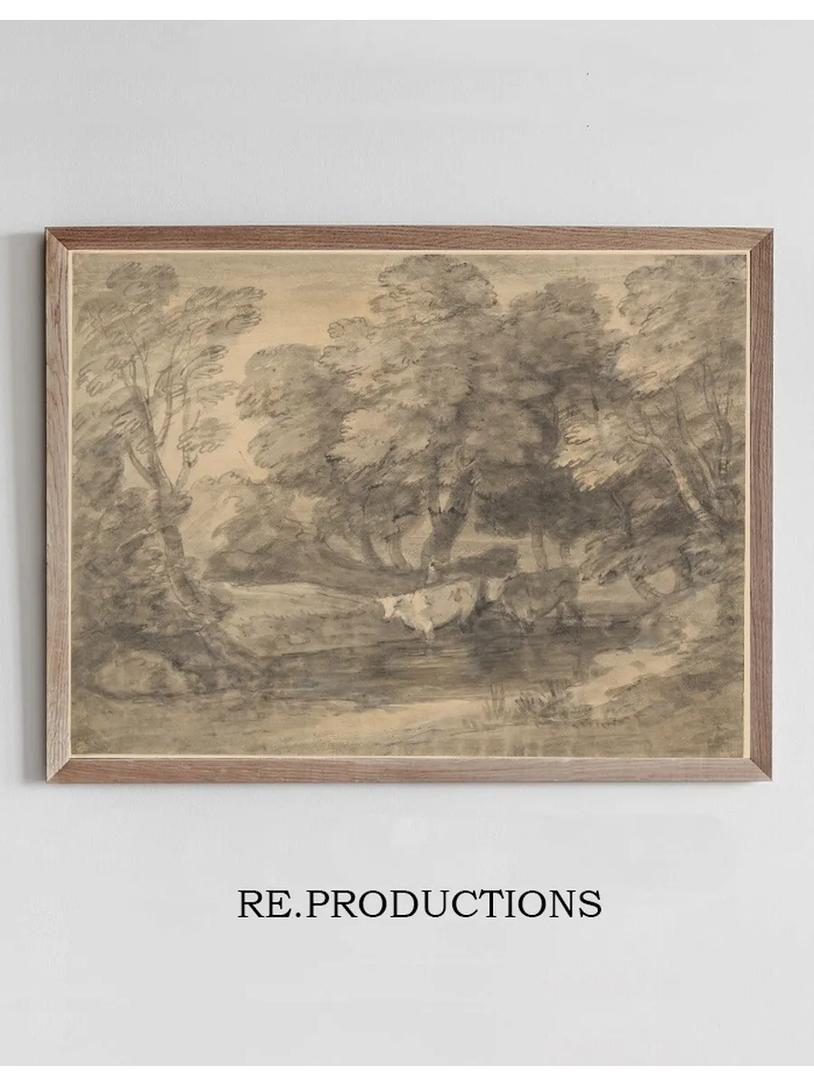 Wooded Landscape with Cows in a Pool