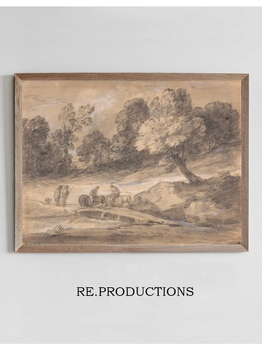 Wooded Landscape with Figures on Horseback Crossing a Bridge