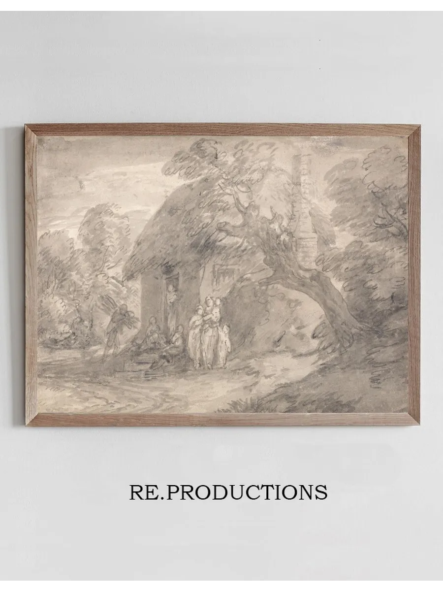 Wooded Landscape with Figures Outside a Cottage Door