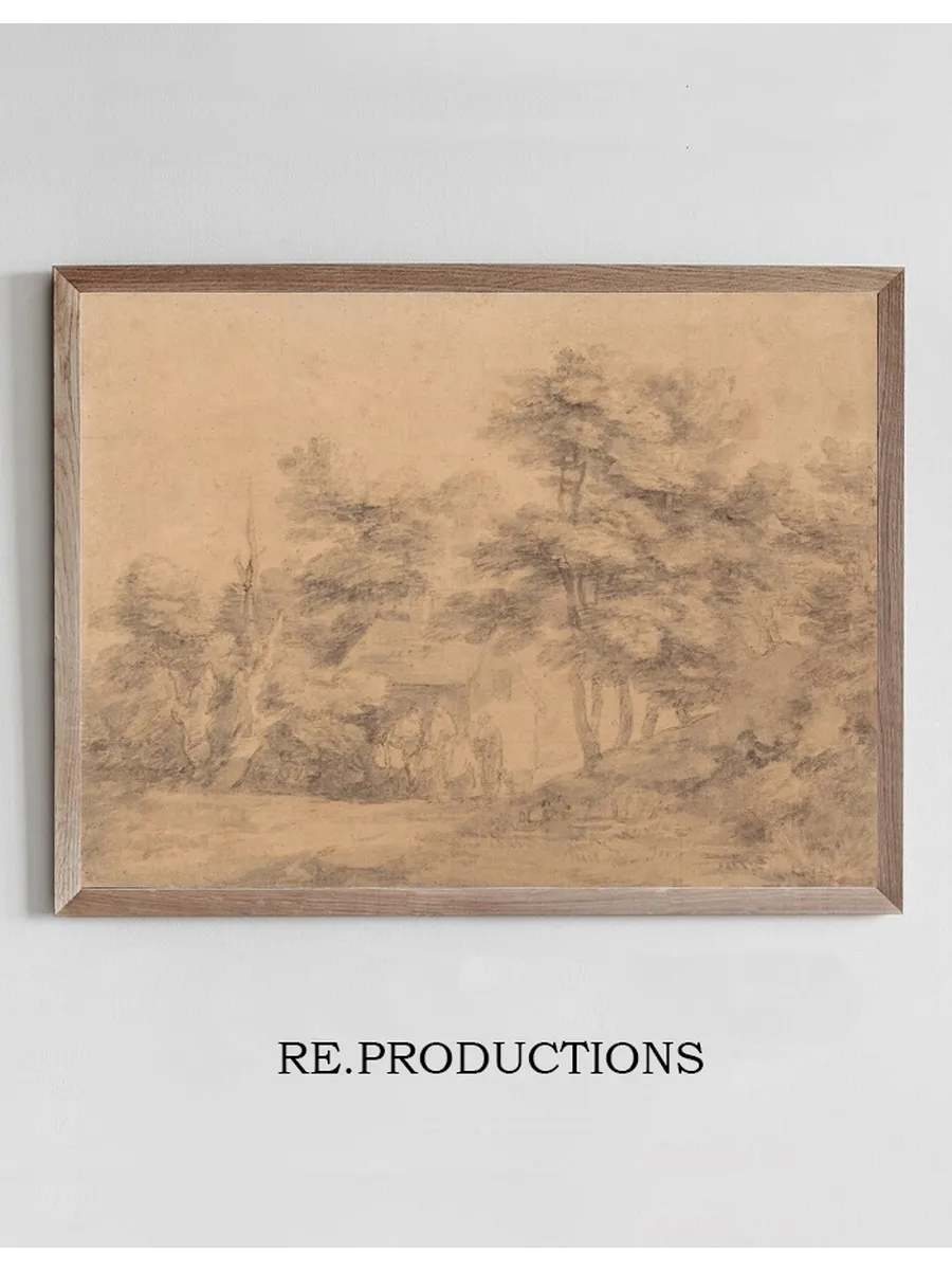 Wooded Landscape with Figures, Donkeys and Cottage