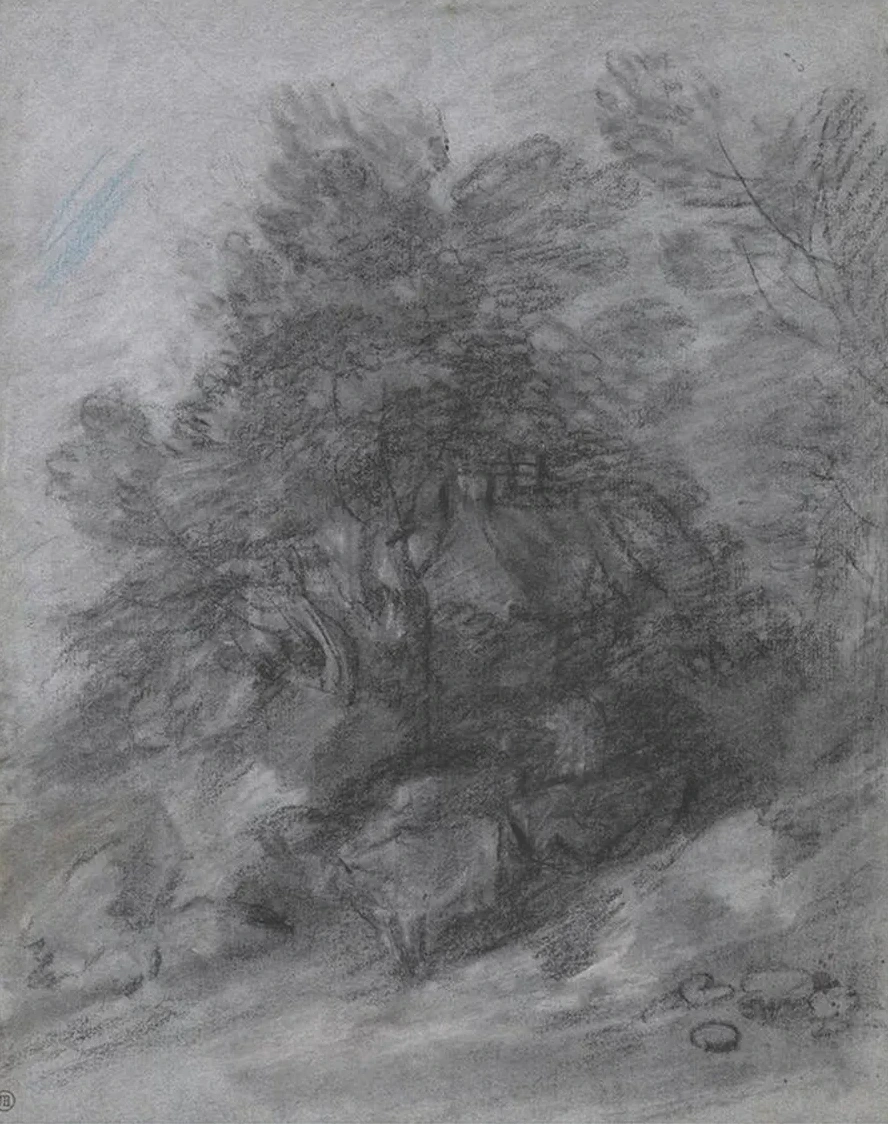 Wooded Landscape with Herdsman, Cows and Cottage