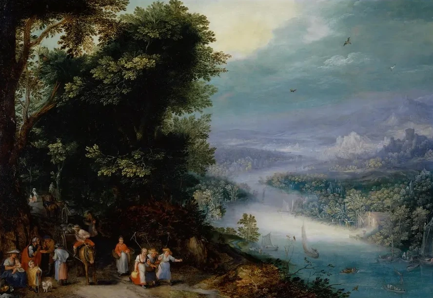 Wooded River Valley with Road