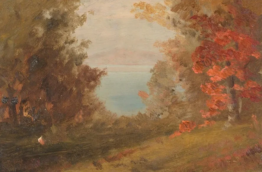 Woodland Scene in Autumn (Hudson, New York or Maine)