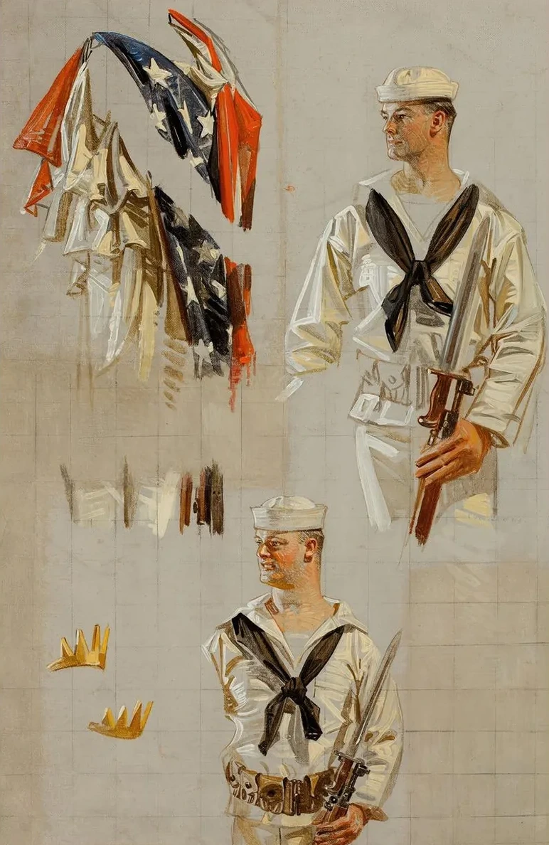 World War I Navy Poster, Preliminary Studies