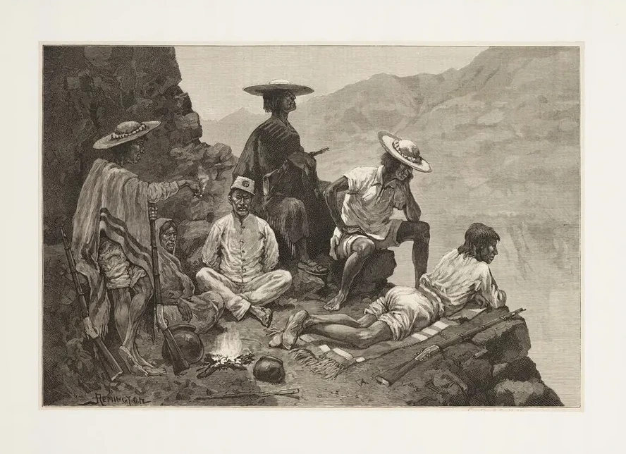 Yaqui Indian Refugees with Captive Mexican Soldier
