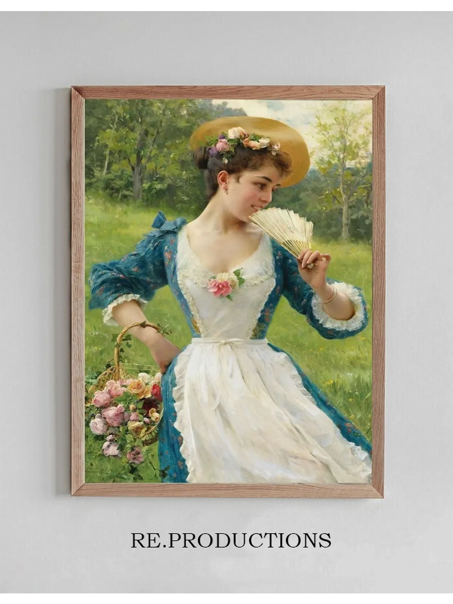 Young Beauty With A Basket Of Roses