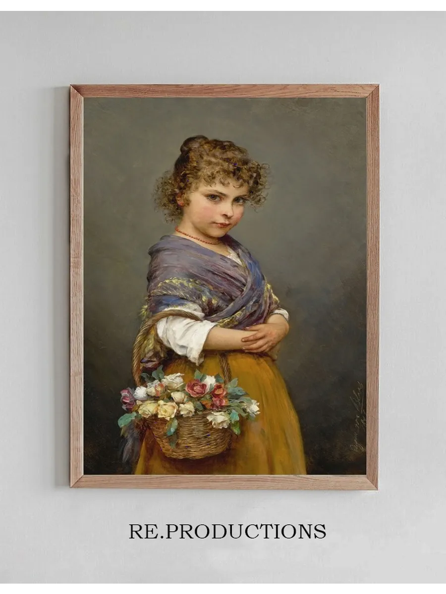 Young Girl With A Basket Of Flowers