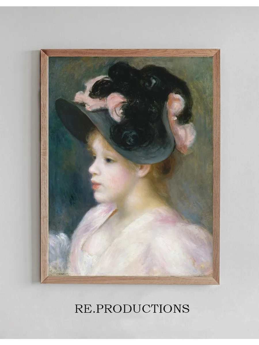 Young Girl in a Pink - and - Black Hat