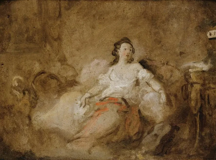 Young Lady Wearing A Neglig e In An Interior