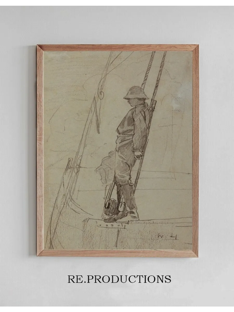 Young Man Leaning Against Sailboat Rigging