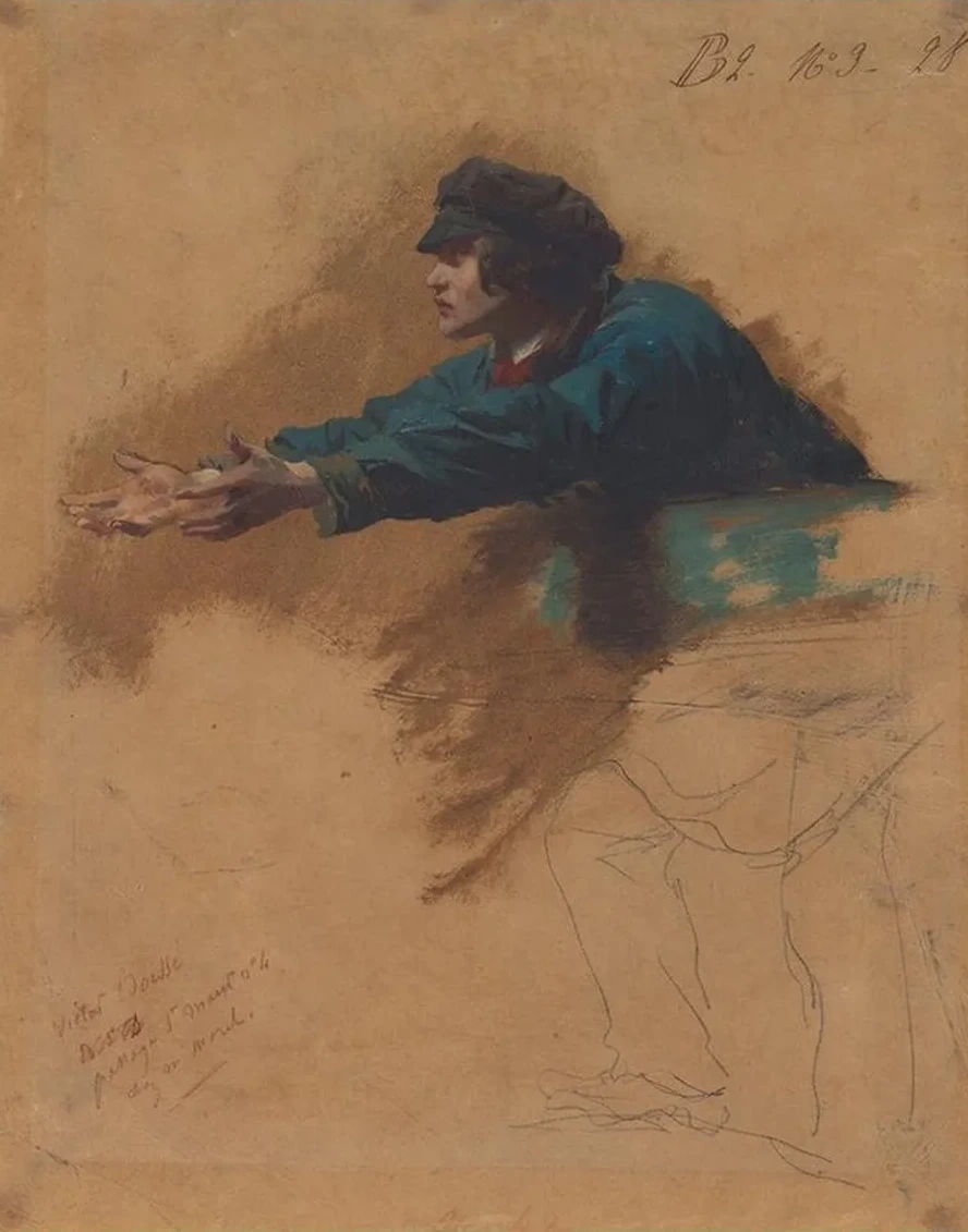 Young Man Leaning Forward with Outstretched Arms (Study for Soldiers Distributing Bread to the Poor)