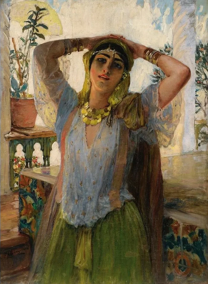 Young Oriental Woman On a Terrace