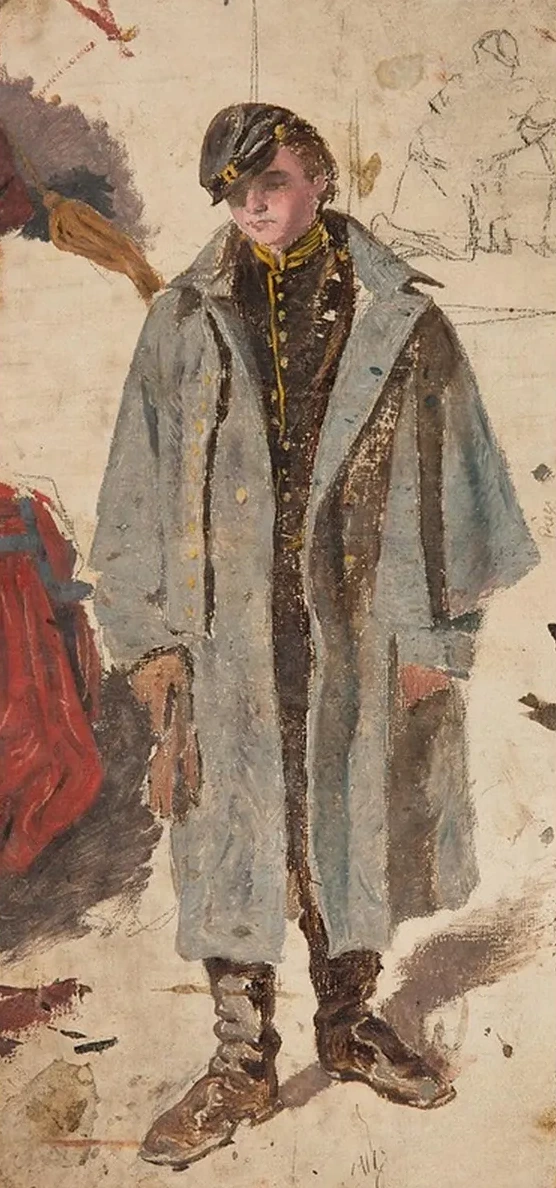 Young Soldier, Sketch of a Soldier Giving Water to a Wounded Companion