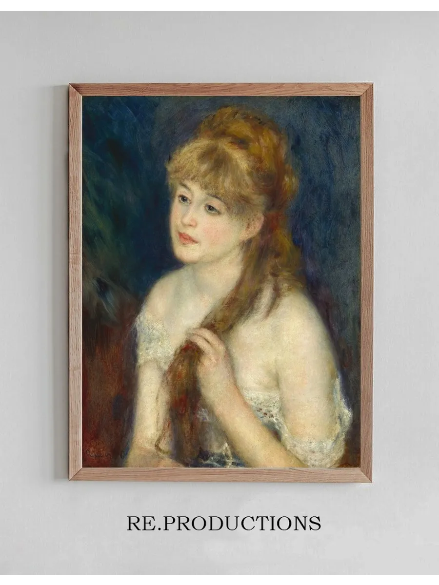 Young Woman Braiding Her Hair